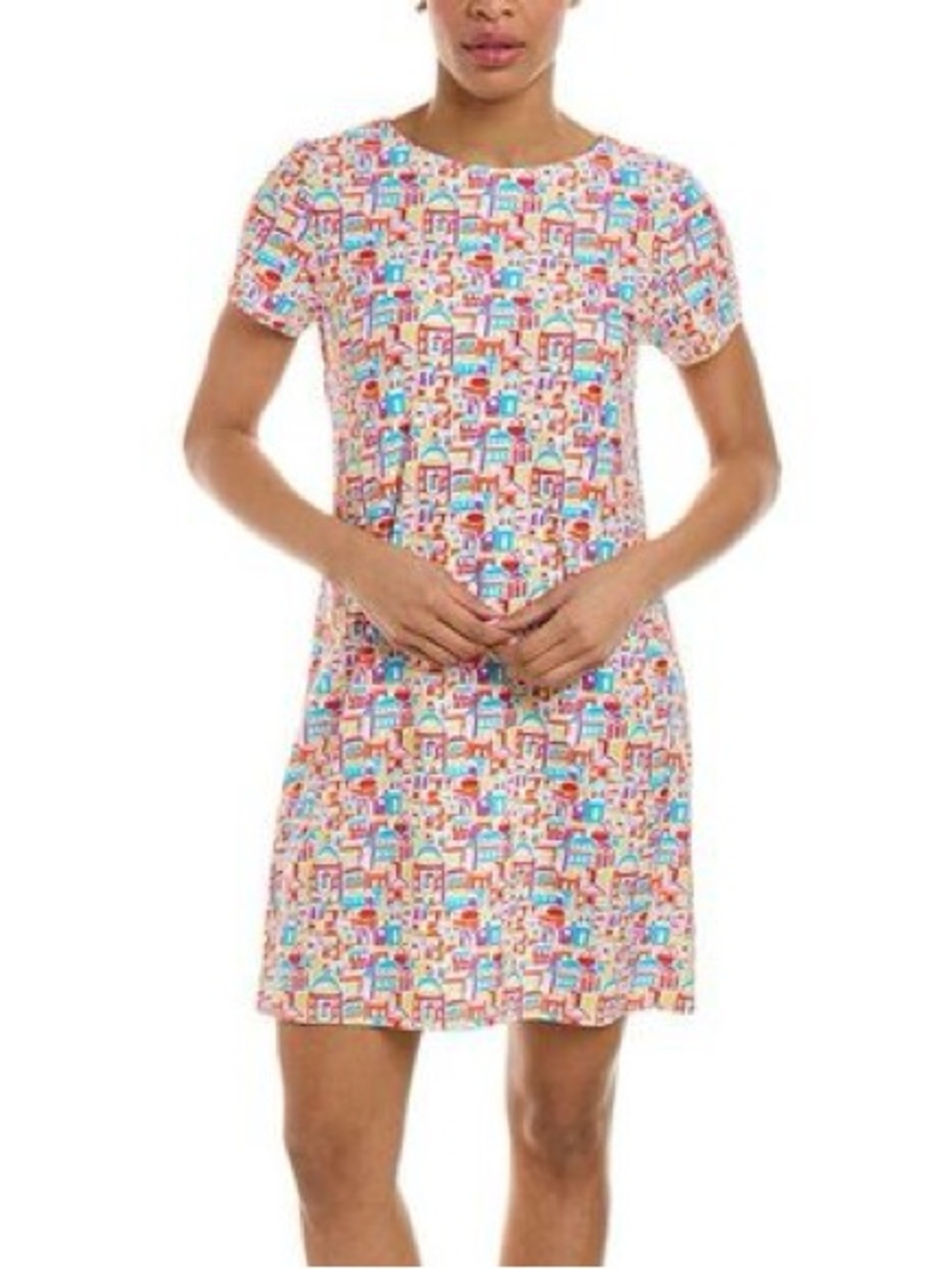 Jude Connolly Short Sleeve Printed Shift Dress in Multicolor medium - Picture 2 of 8